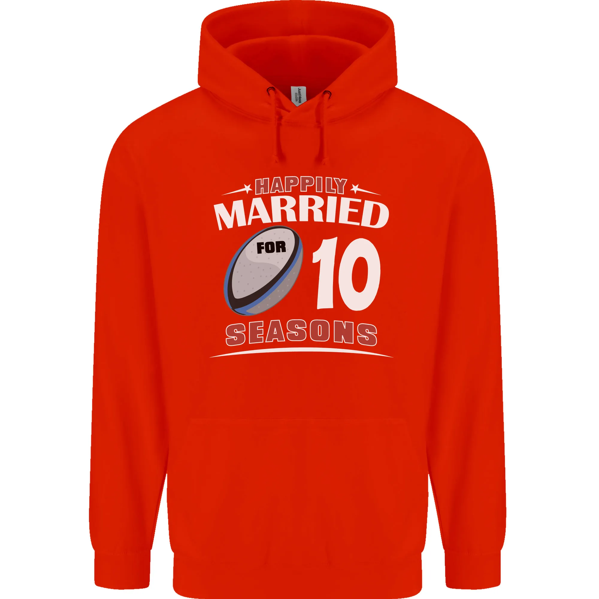 10 Year Wedding Anniversary 10th Rugby Mens 80% Cotton Hoodie