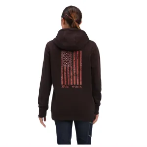 10041465 Ariat Women's Rebar Aztec Flag Graphic Hoodie - Mole