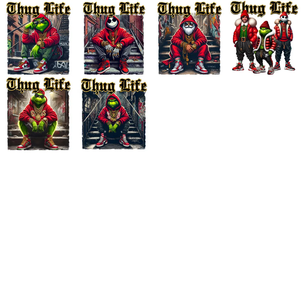 20 Christmas Thug Life Designs Bundle PNG