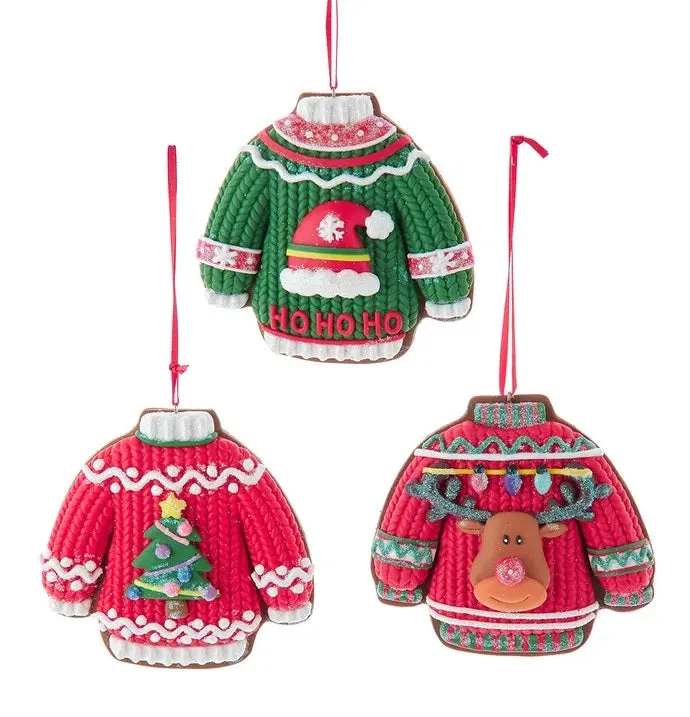 3.75" Ugly Christmas Sweater Cookie Ornament