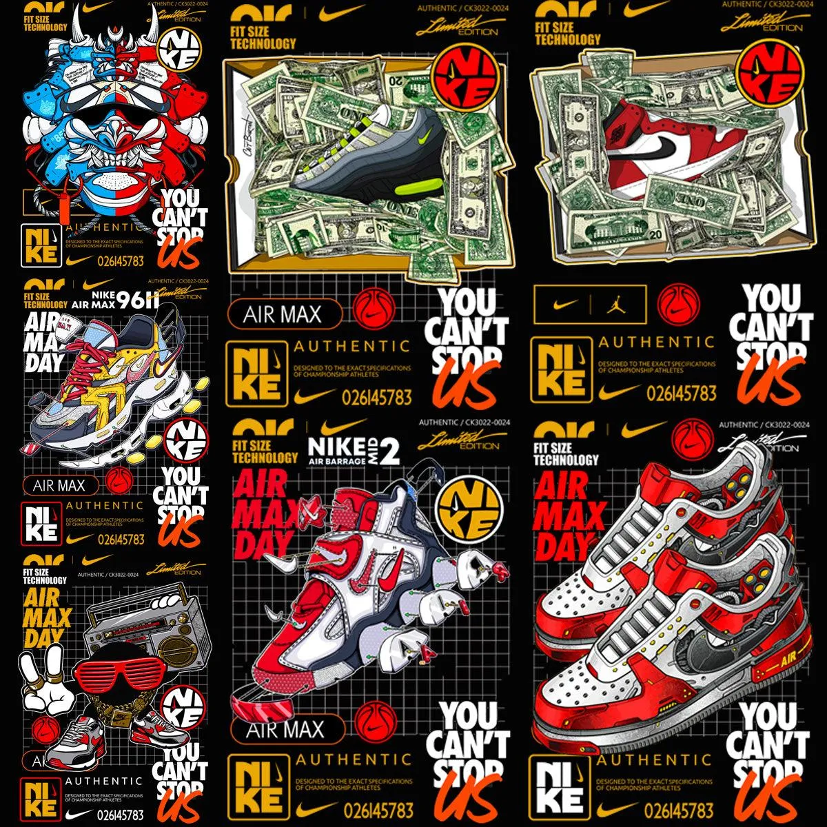 7 Shoes Brand Streetwear Swoosh Designs Bundle PNG   PSD