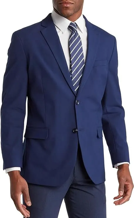 Adam Baker Men's Single Breasted 100% Wool Ultra Slim Fit Blazer/Sport Coat - Blue