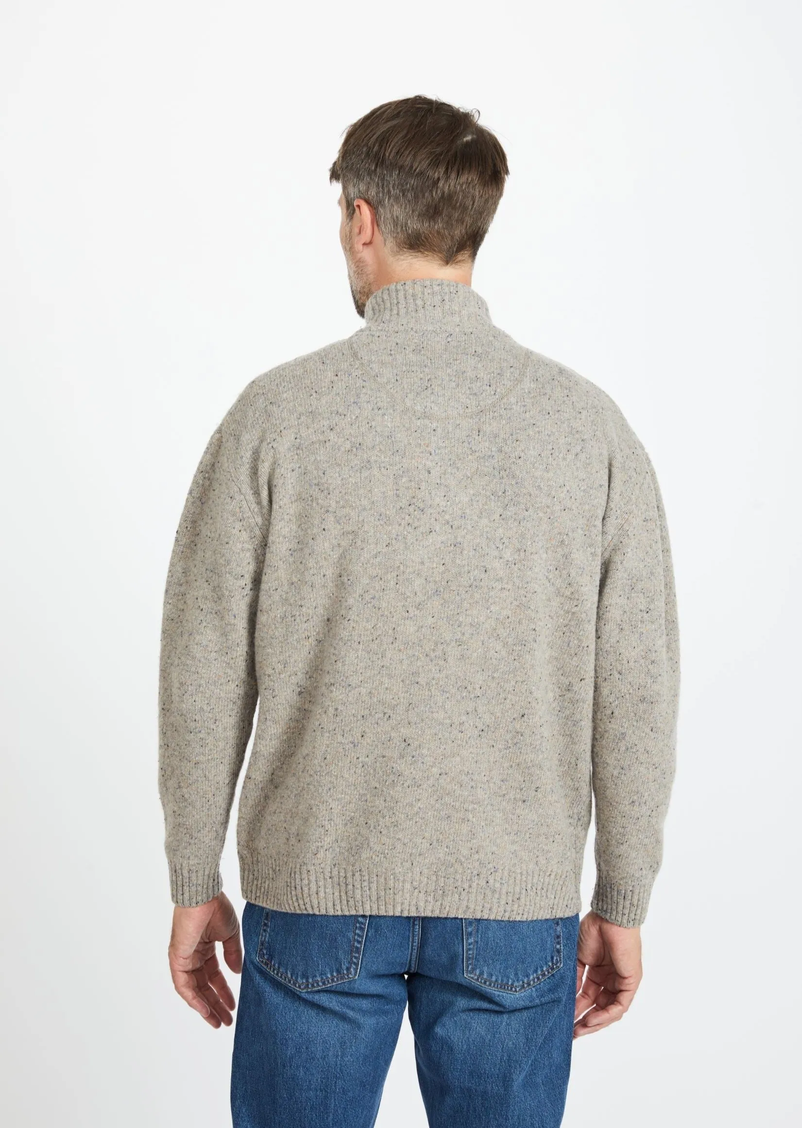 Aran Troyer Zip Sweater | Oatmeal