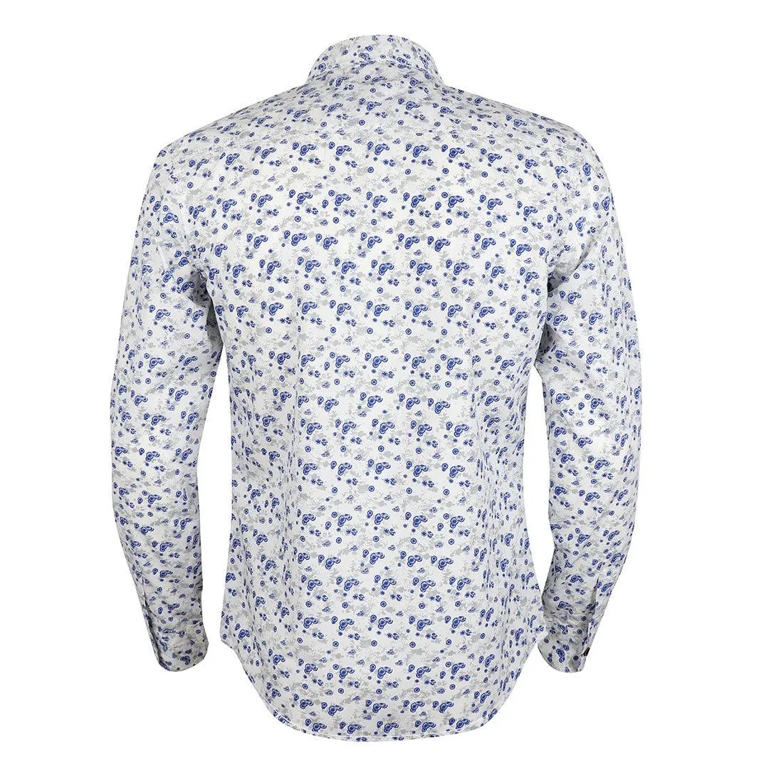 Badgley Finest Quality Floral Print LongSleeve White Shirt