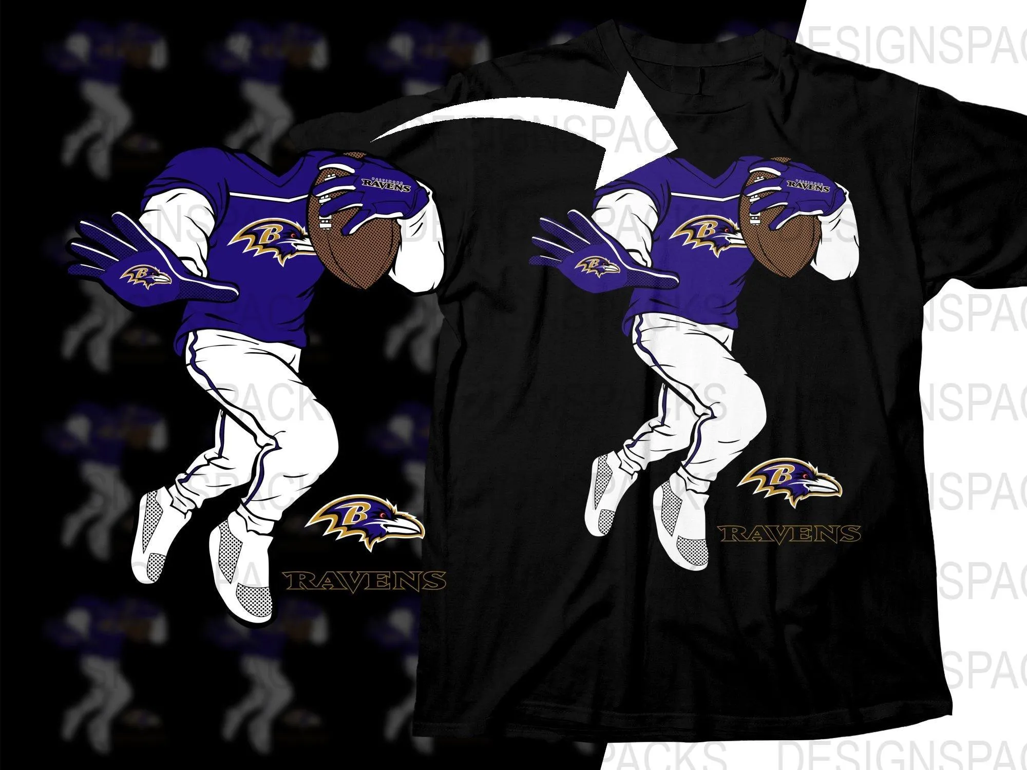 Baltimore Ravens Catching Football Png Digital Download