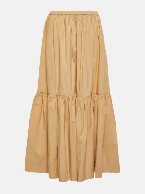 Beige cotton-poplin maxi skirt