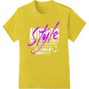 Bold 'Style' Purple Brushstroke Typography Heat Transfer