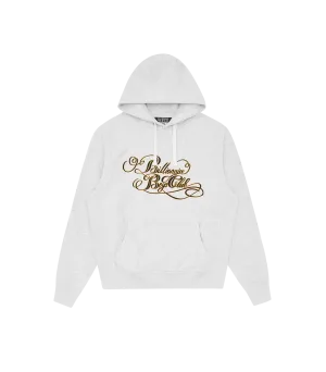 CALLIGRAPHY LOGO POPOVER HOOD - HEATHER ASH