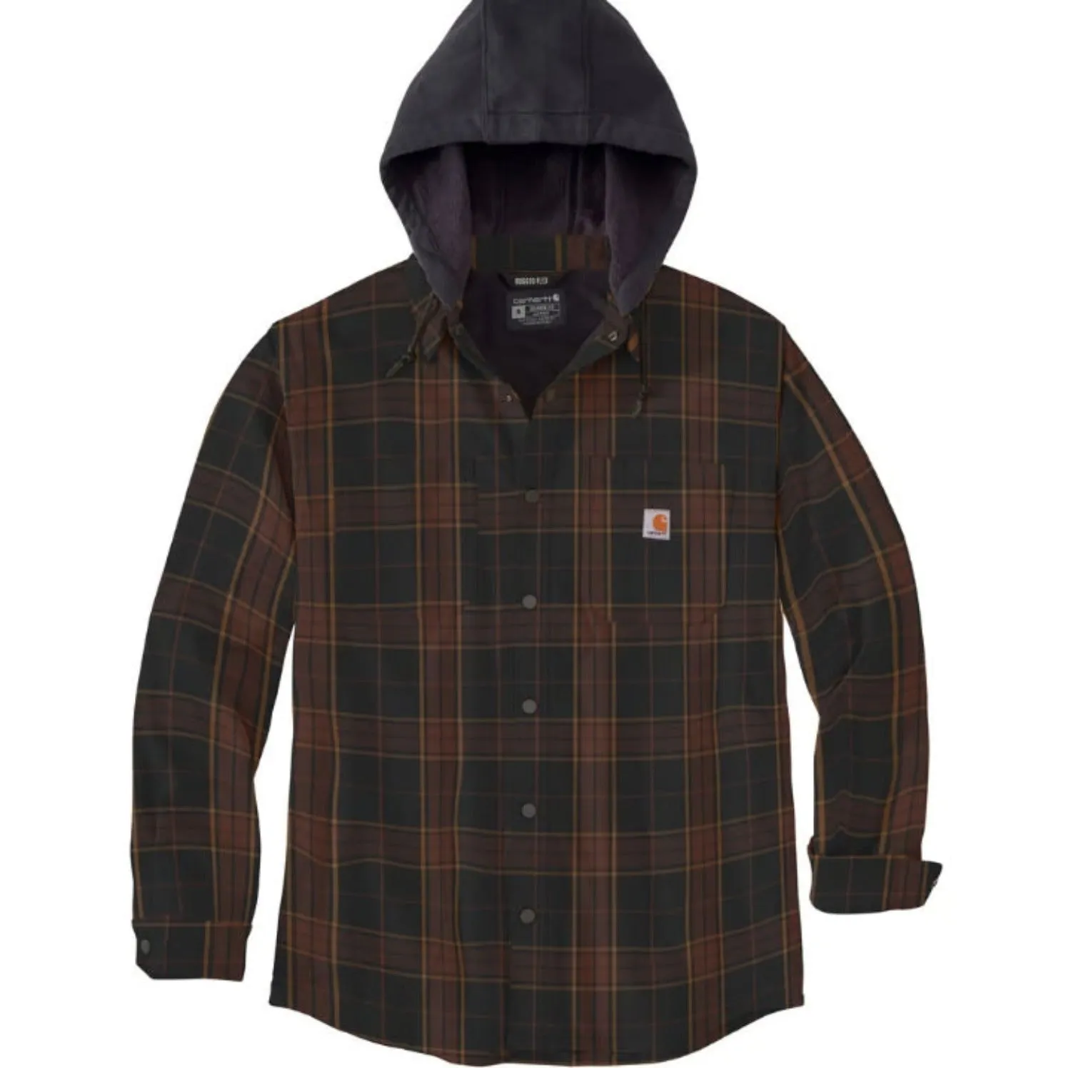 Carhartt Men's Flannel Fleece-Lined Snap Hooded Shirt Jac