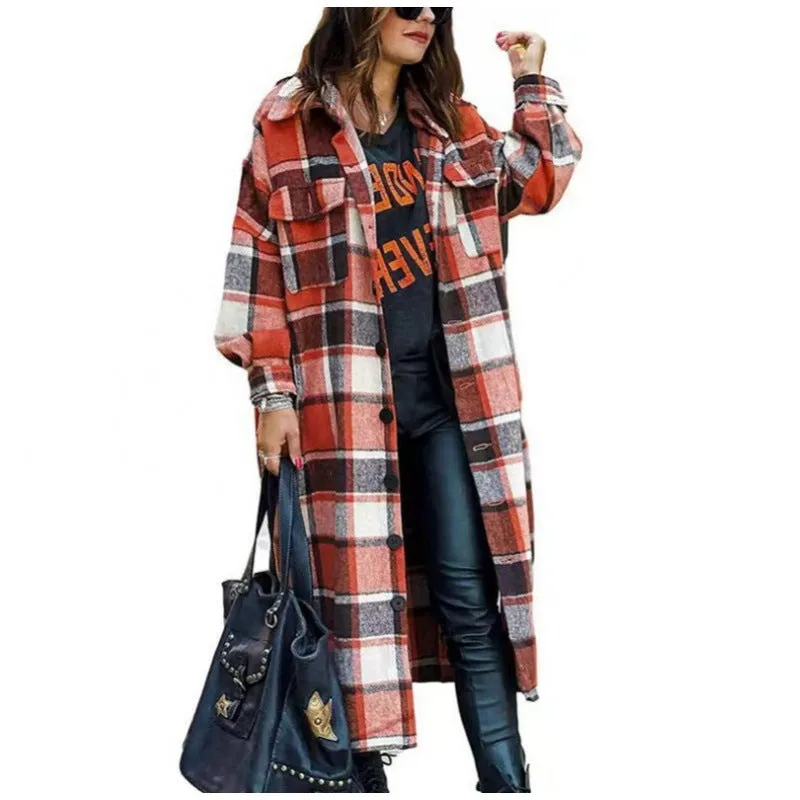 Chic Colorful Plaid Tweed Trench Coat