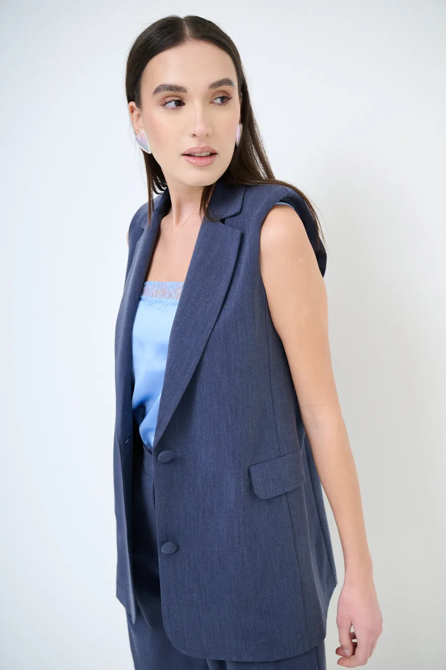 Classic tailored long vest wholesale