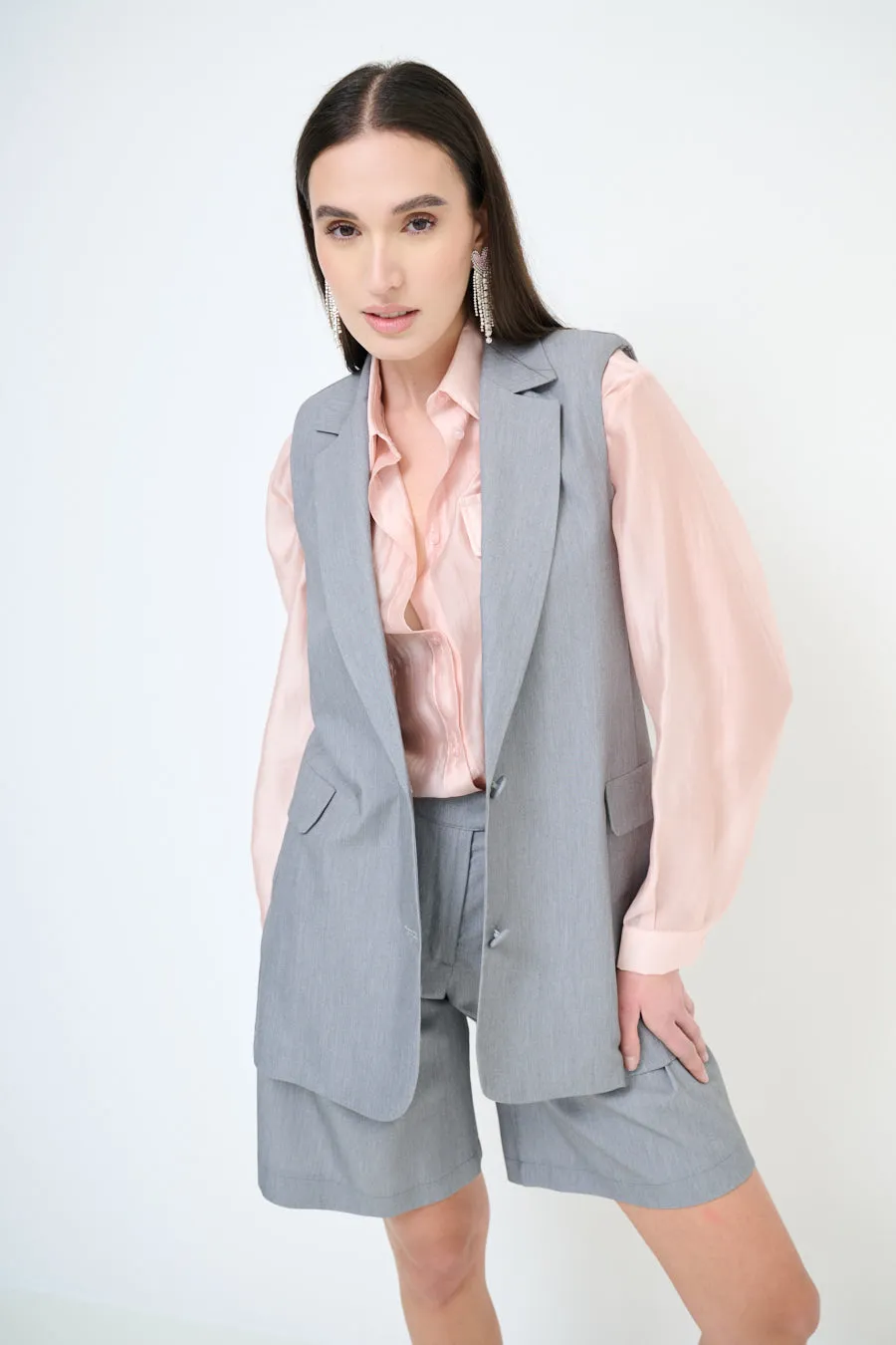 Classic tailored long vest wholesale