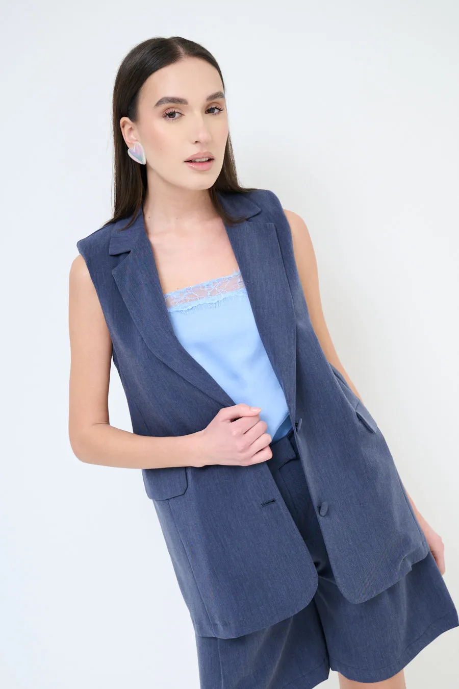 Classic tailored long vest wholesale