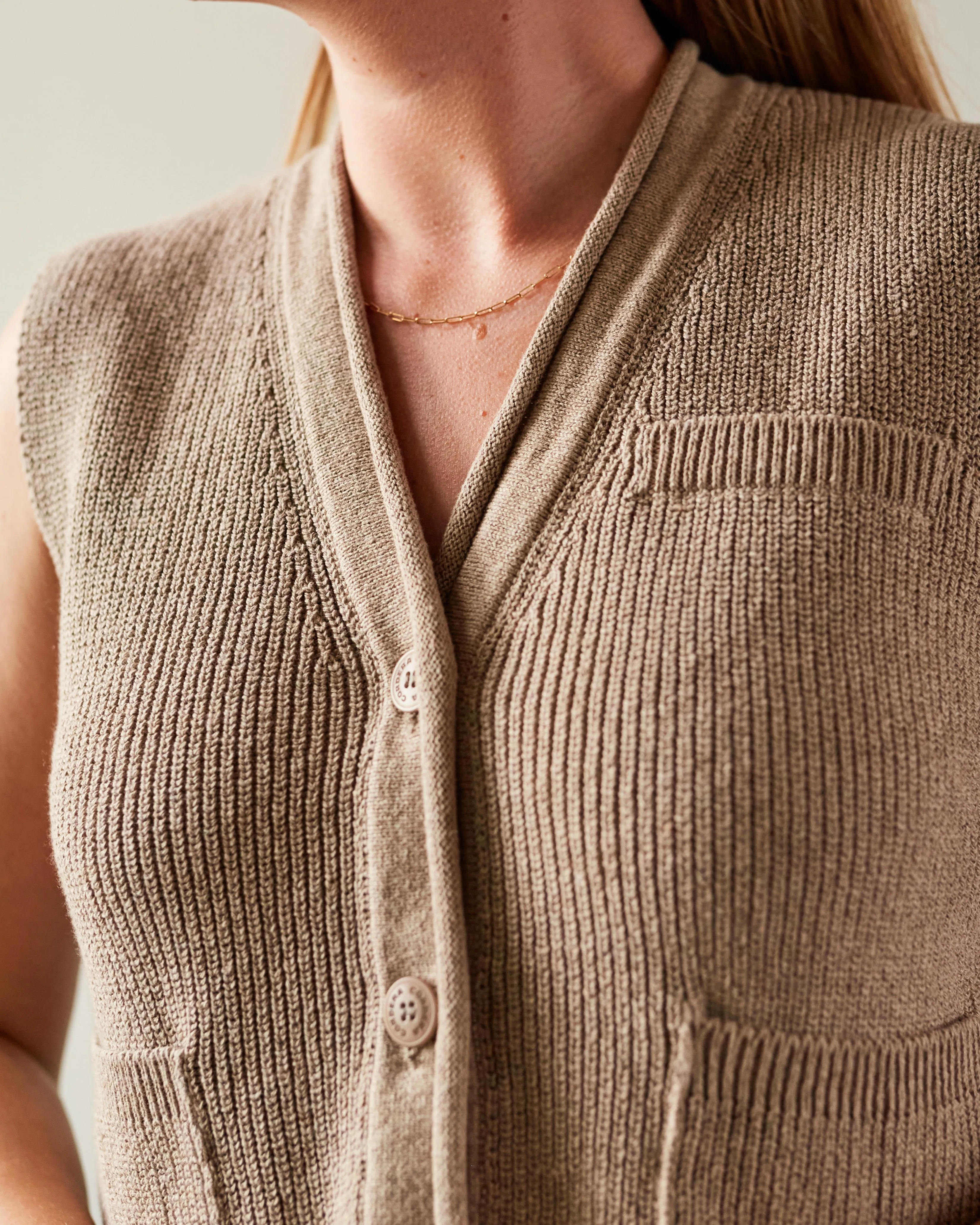 Cordera Cotton Waistcoat, Taupe