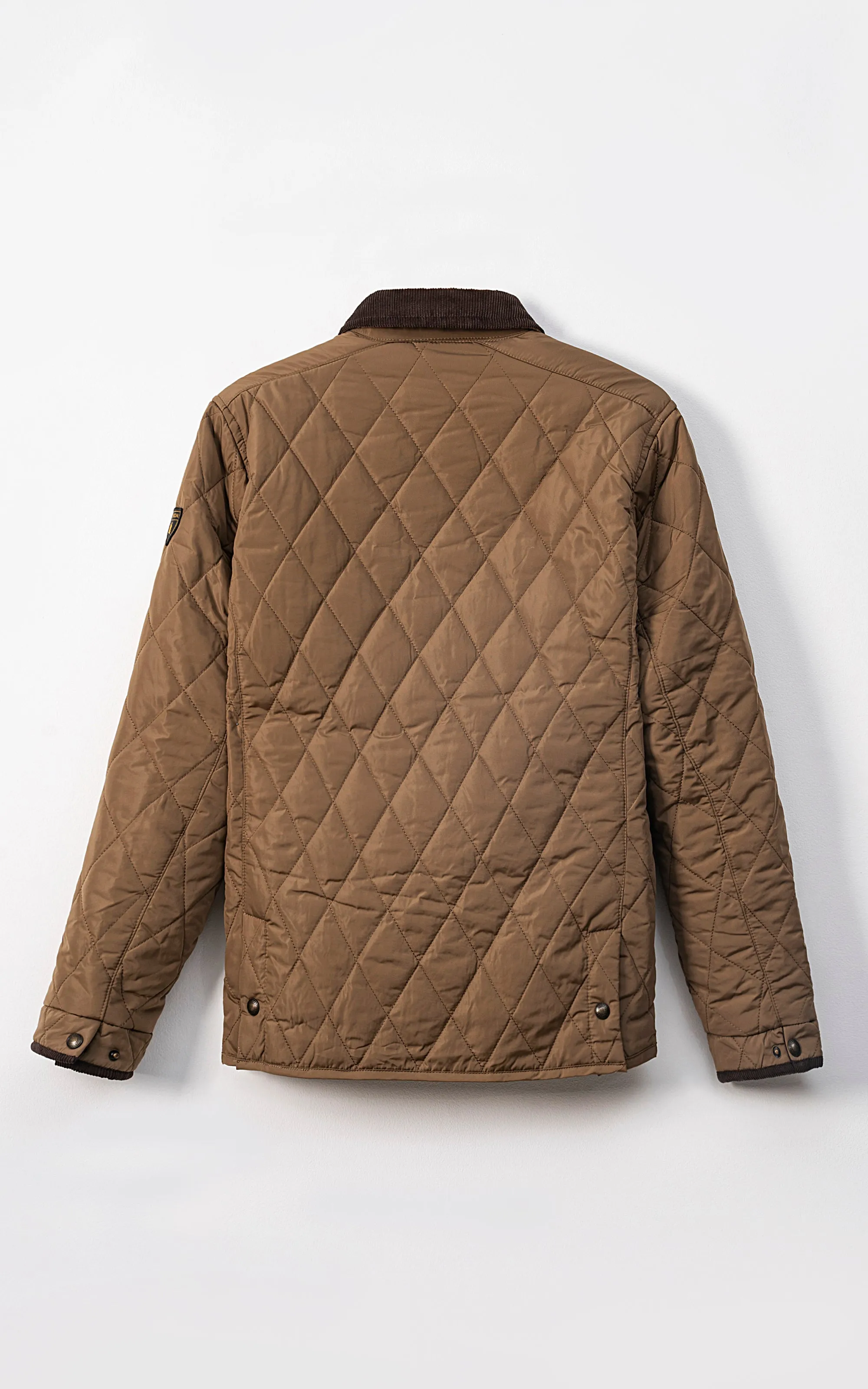 CORDUROY COLLAR QUILTED JACKET FULL SLEEVE KHAKI