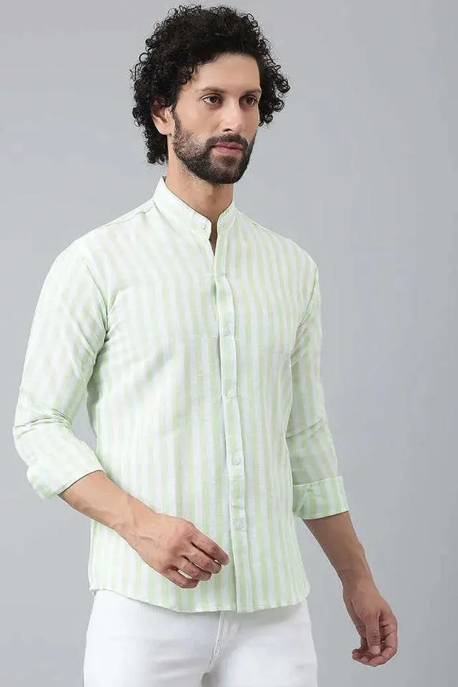 Cotton Striped Long Sleeve Casual Shirt for Men