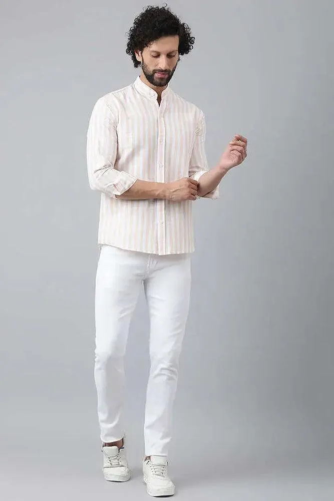 Cotton Striped Long Sleeve Casual Shirt for Men