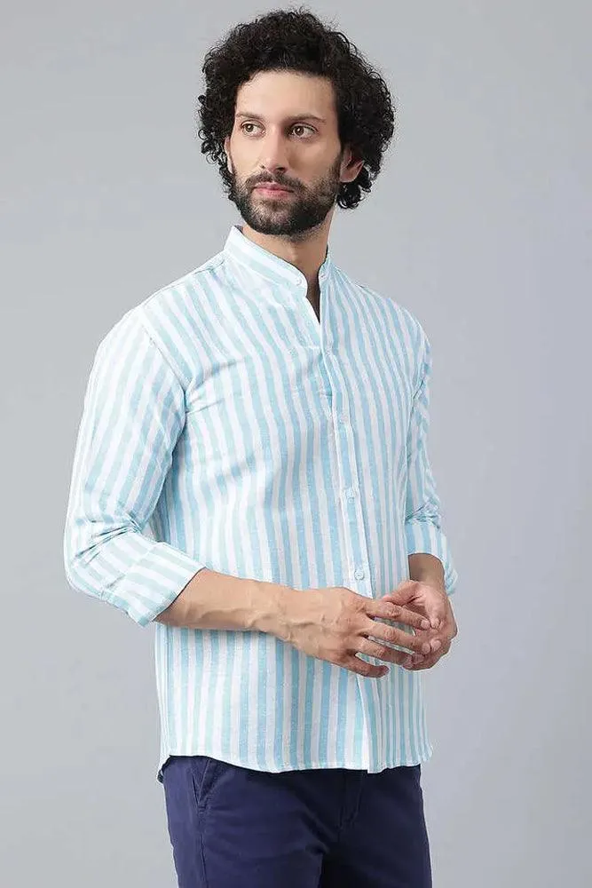 Cotton Striped Long Sleeve Casual Shirt for Men