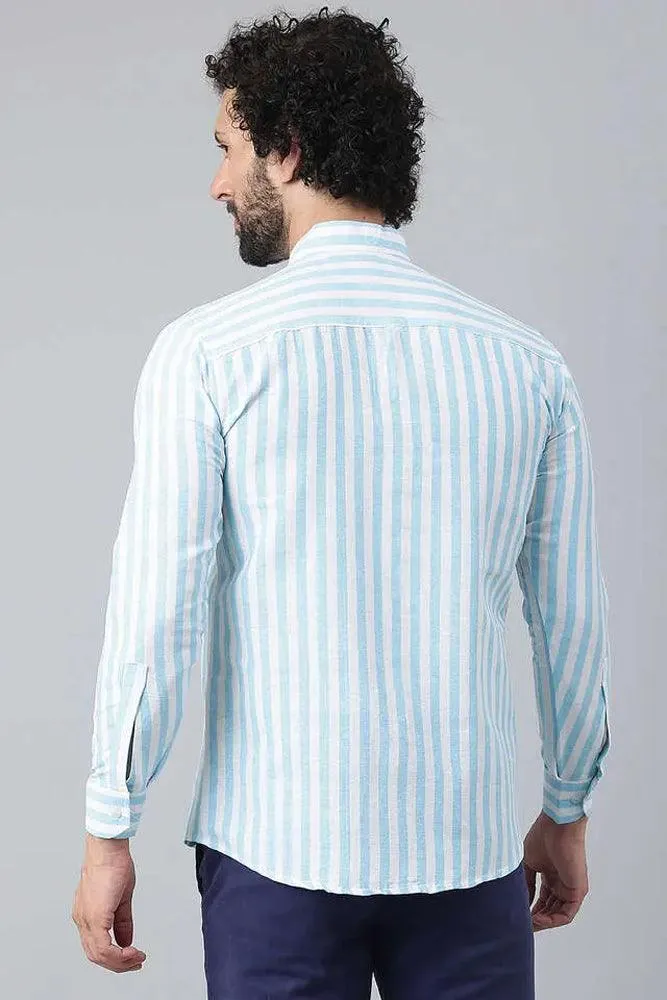 Cotton Striped Long Sleeve Casual Shirt for Men