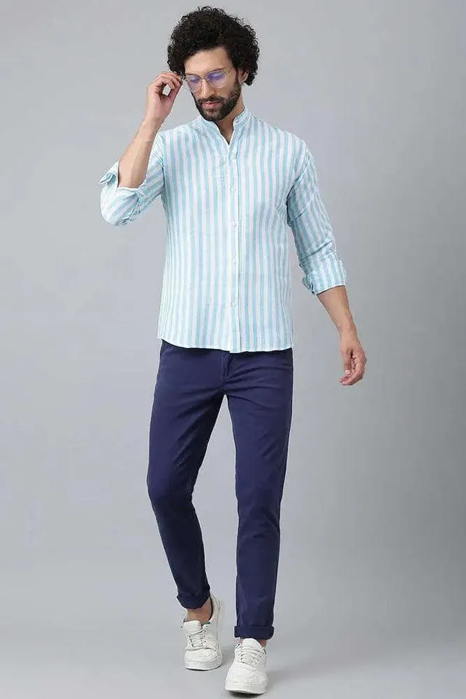 Cotton Striped Long Sleeve Casual Shirt for Men