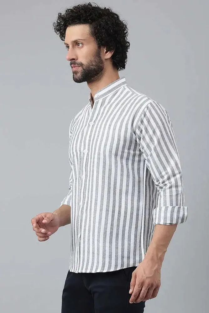 Cotton Striped Long Sleeve Casual Shirt for Men