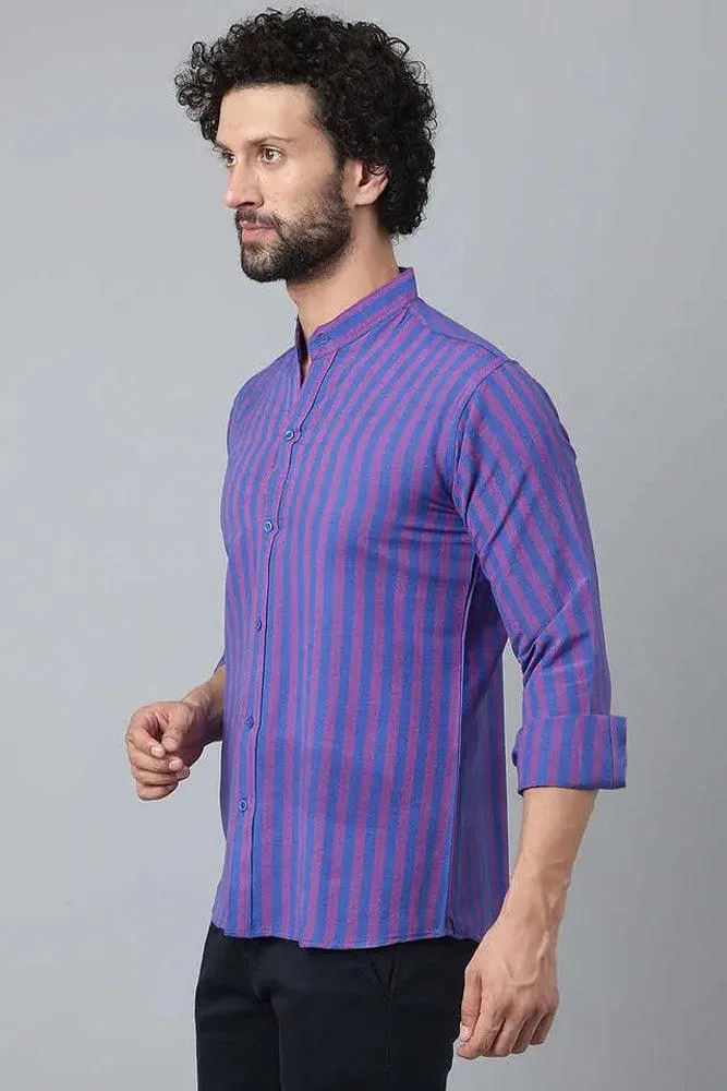 Cotton Striped Long Sleeve Casual Shirt for Men