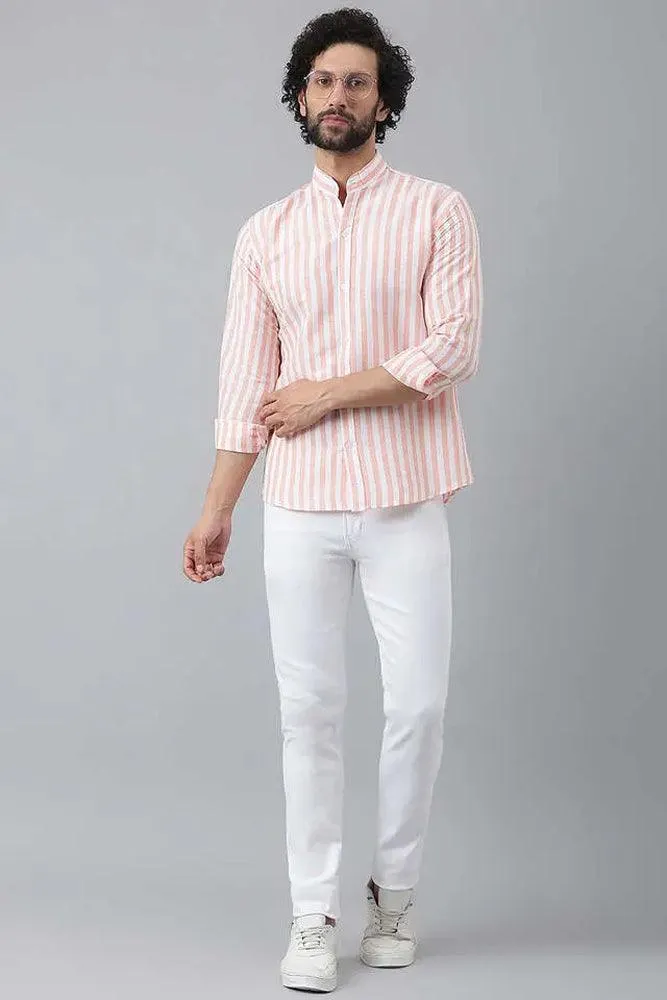 Cotton Striped Long Sleeve Casual Shirt for Men