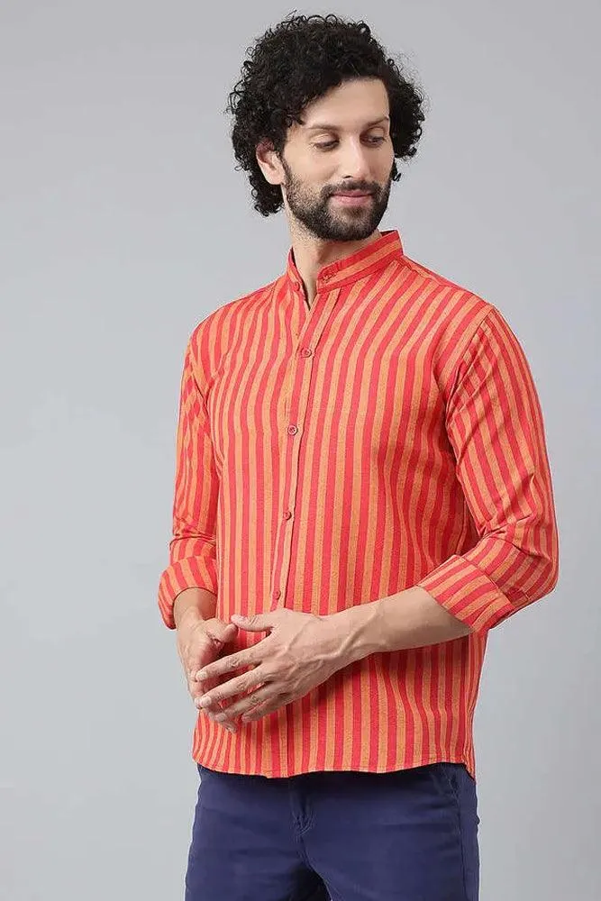 Cotton Striped Long Sleeve Casual Shirt for Men