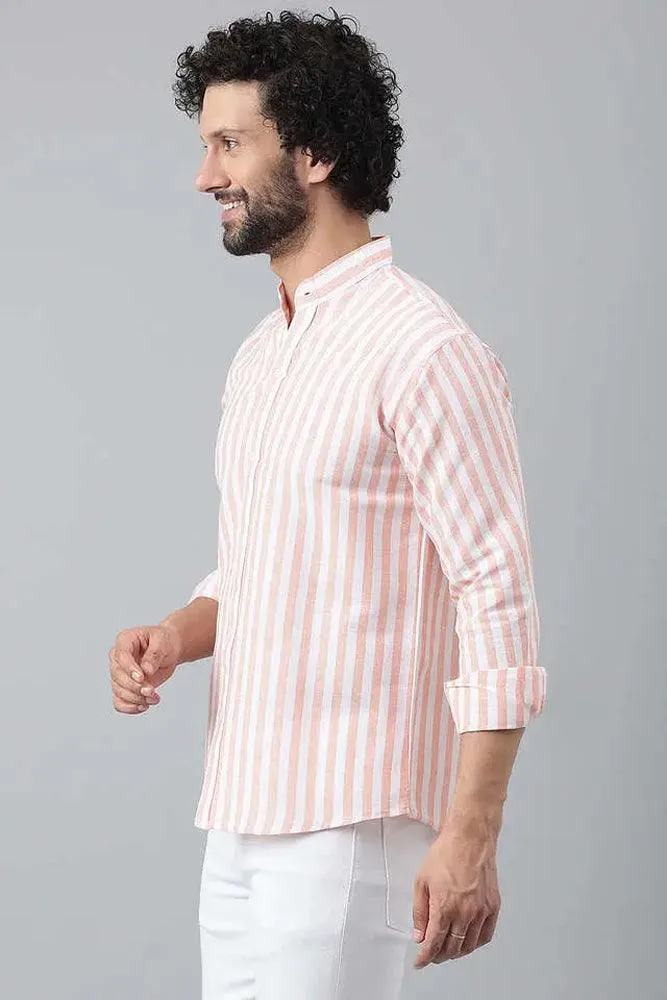 Cotton Striped Long Sleeve Casual Shirt for Men