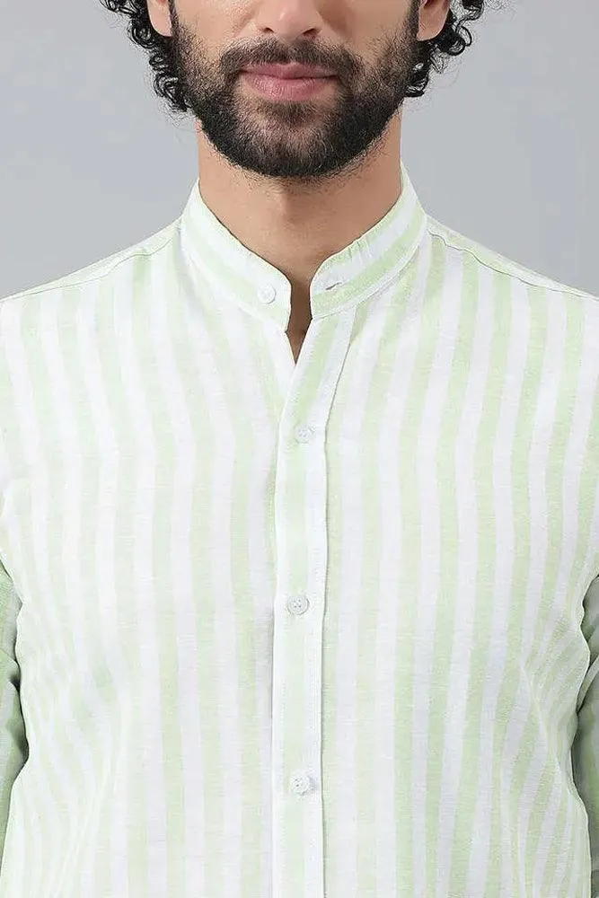 Cotton Striped Long Sleeve Casual Shirt for Men