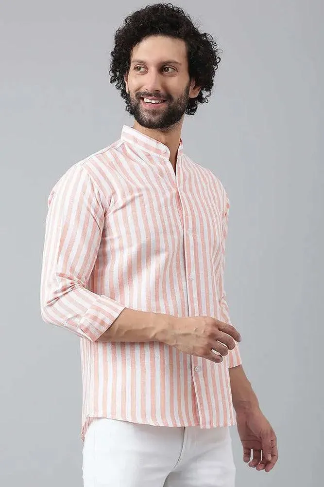 Cotton Striped Long Sleeve Casual Shirt for Men