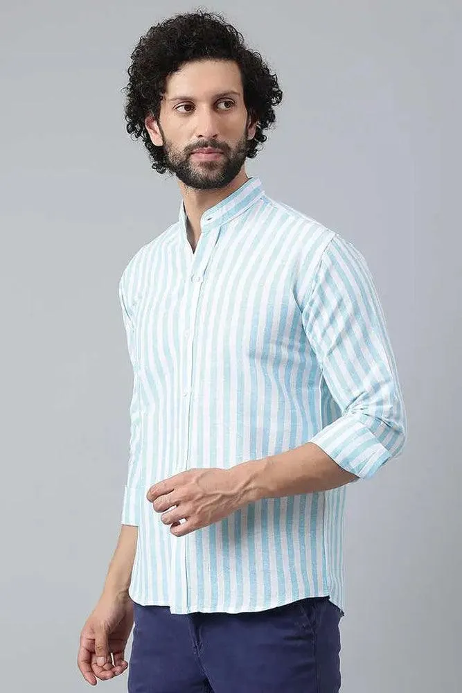 Cotton Striped Long Sleeve Casual Shirt for Men