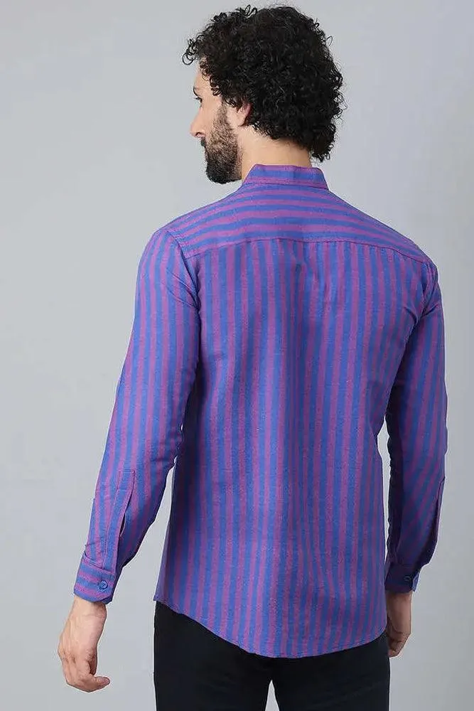 Cotton Striped Long Sleeve Casual Shirt for Men