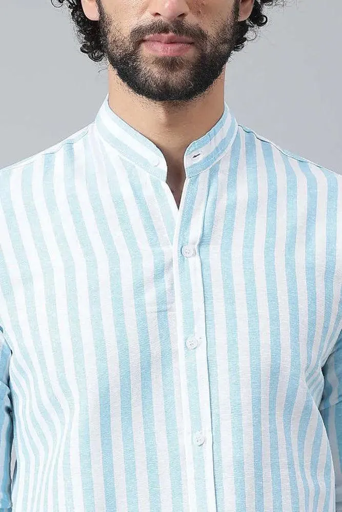 Cotton Striped Long Sleeve Casual Shirt for Men