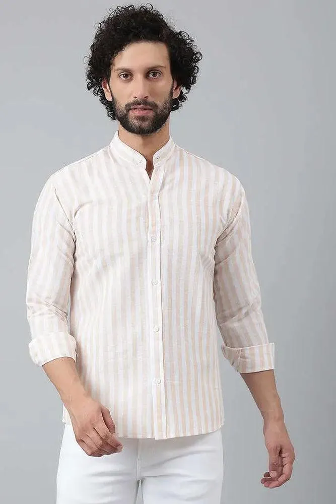 Cotton Striped Long Sleeve Casual Shirt for Men