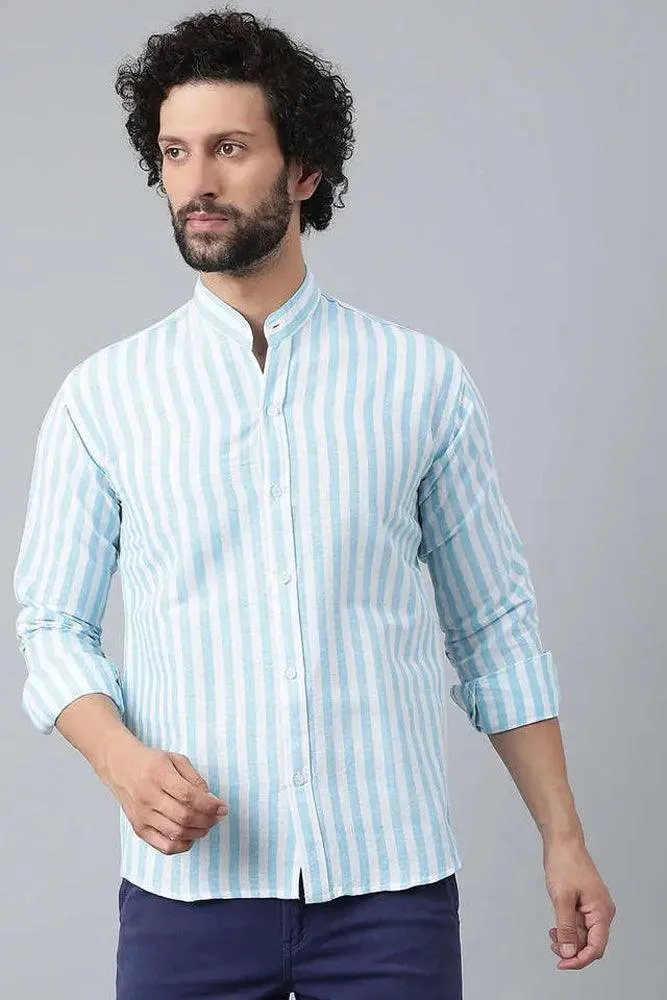 Cotton Striped Long Sleeve Casual Shirt for Men