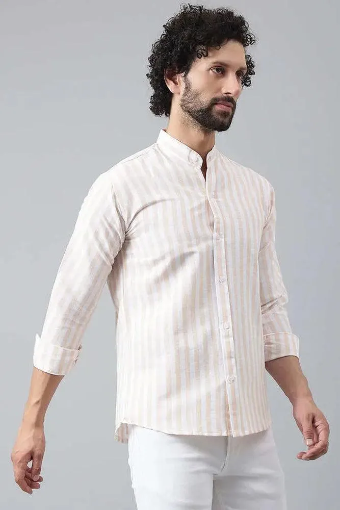 Cotton Striped Long Sleeve Casual Shirt for Men