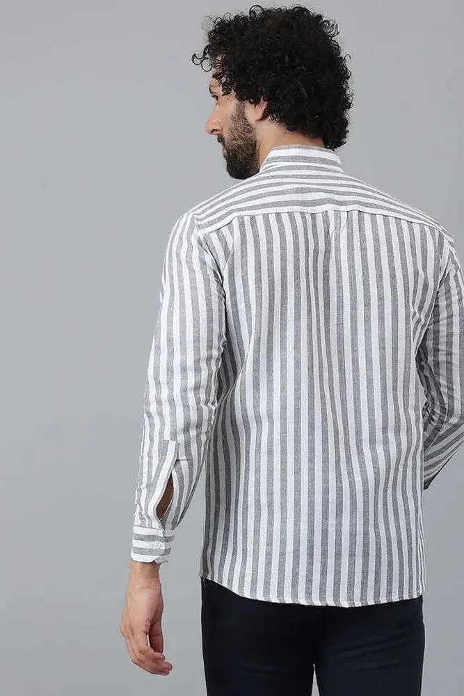 Cotton Striped Long Sleeve Casual Shirt for Men