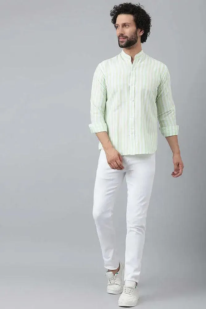 Cotton Striped Long Sleeve Casual Shirt for Men