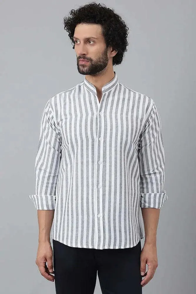 Cotton Striped Long Sleeve Casual Shirt for Men