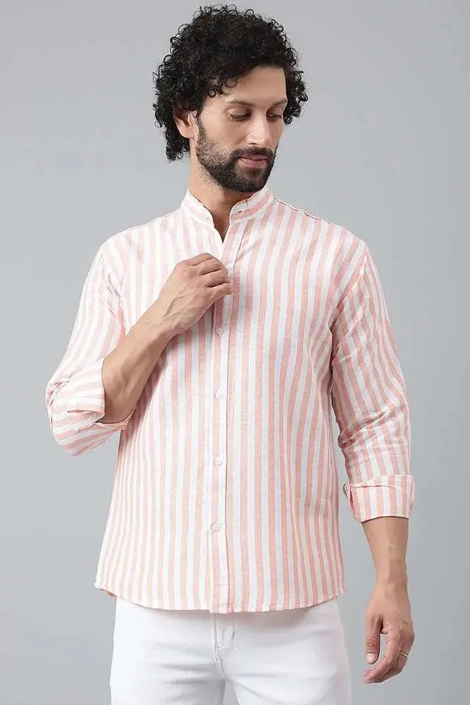 Cotton Striped Long Sleeve Casual Shirt for Men