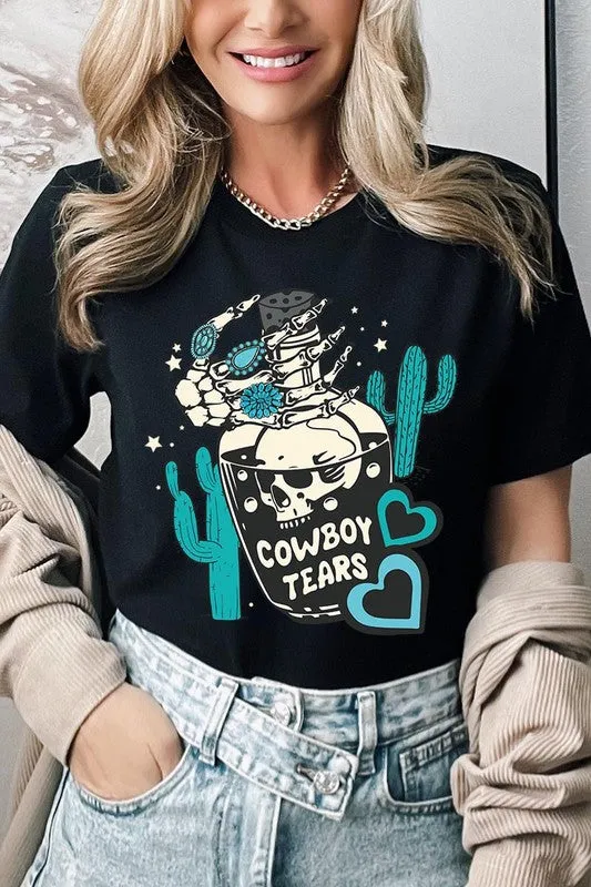 Cowboy Tears Skull Western Graphic T Shirts