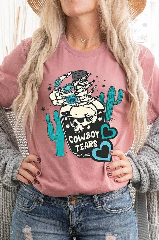 Cowboy Tears Skull Western Graphic T Shirts