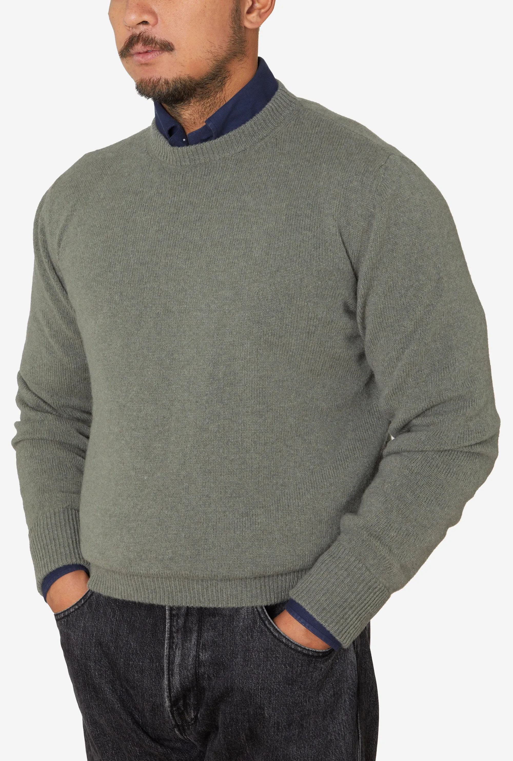 Crewneck Lambswool Shetland Blend Sage