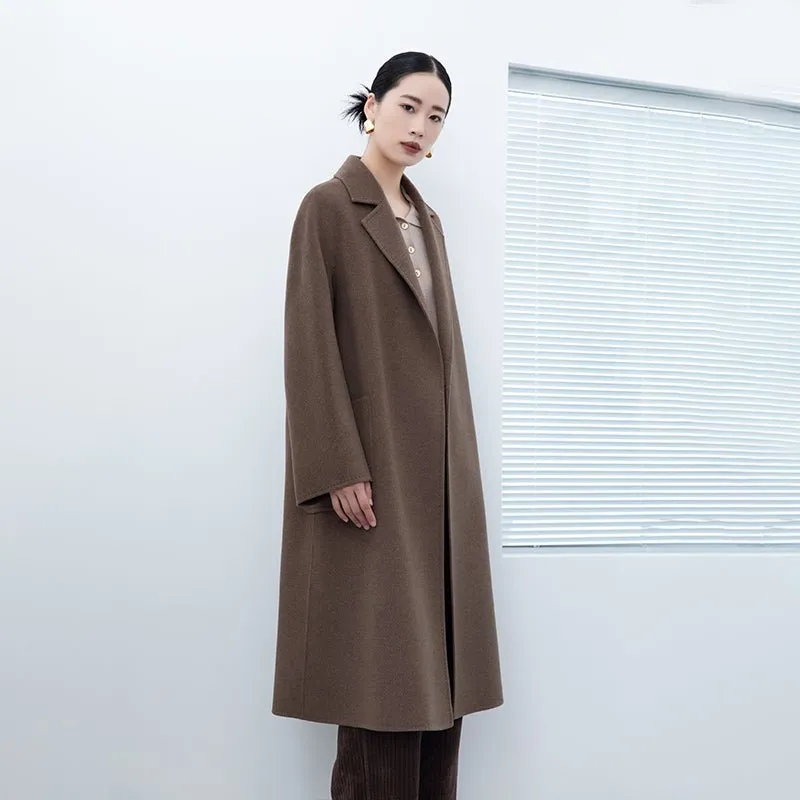 Dark Brown Long Wool Overcoats Coats