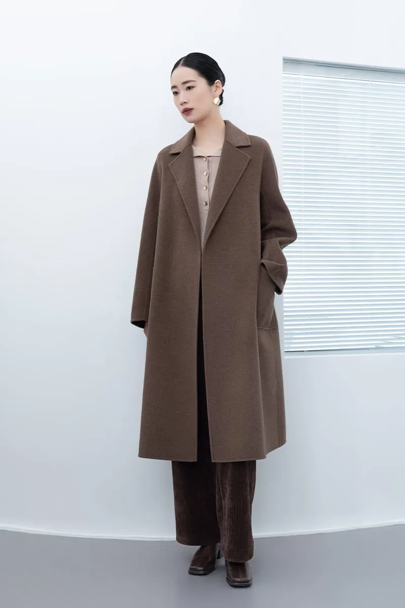 Dark Brown Long Wool Overcoats Coats