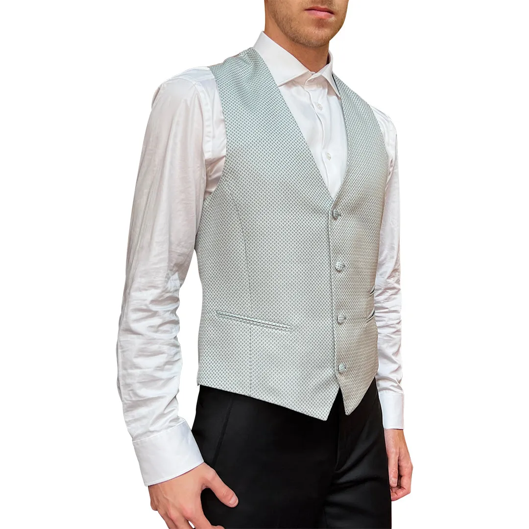 Diamond Pattern Slim Fit Ceremony Vest - Mint