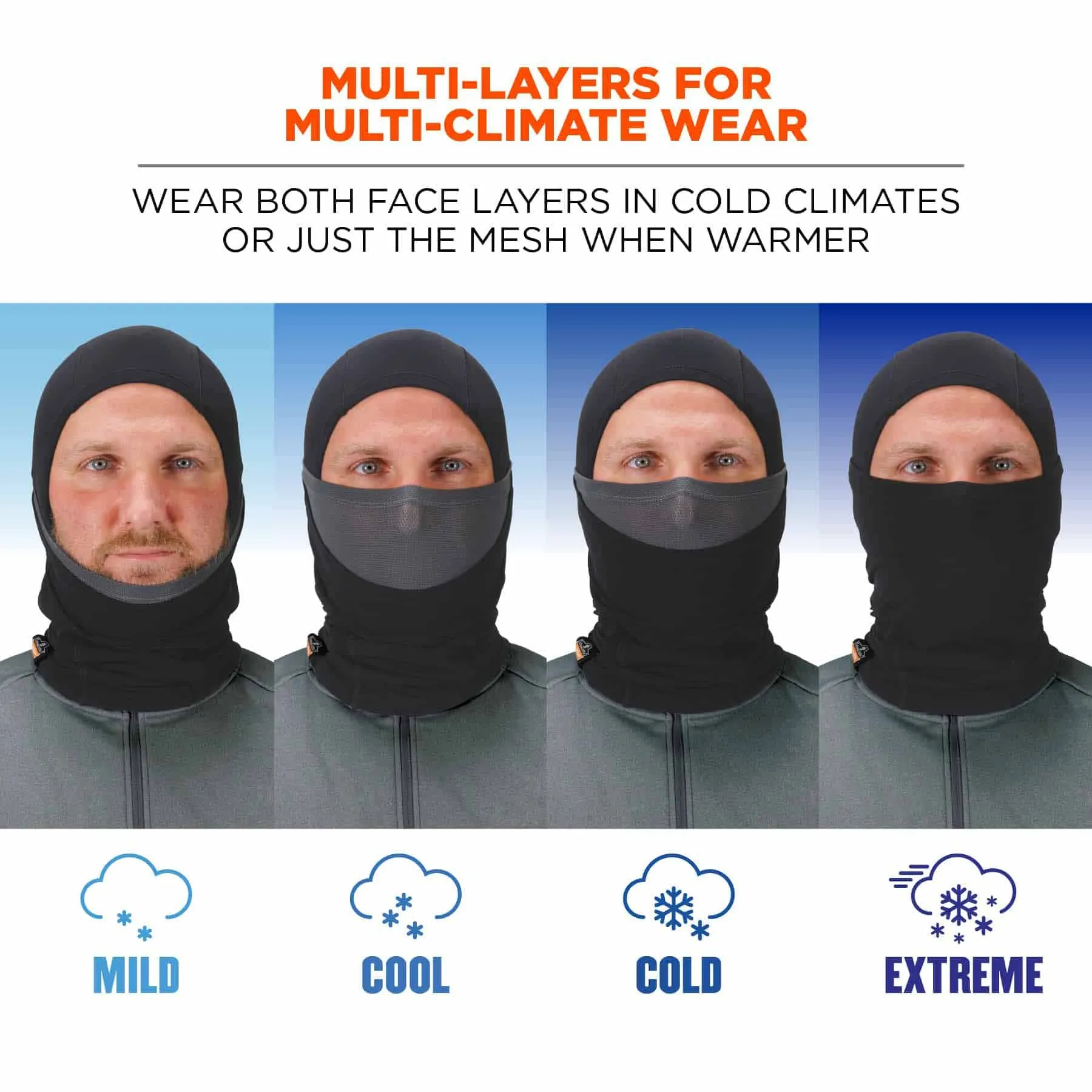 Ergodyne 16844 6844  Black Dual-Layer Balaclava Face Mask