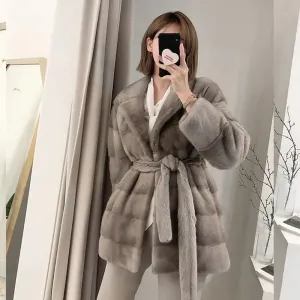 Fancy Warm Mink Fur Coat for Women