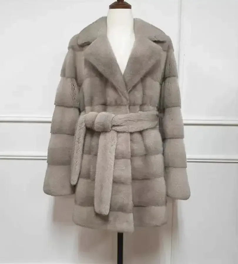 Fancy Warm Mink Fur Coat for Women